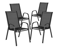 Set Of 4 Manado Series Metal Stacking Patio Chairs With Flex Comfort Material