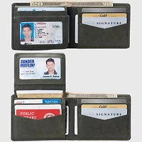 Alpine Swiss Mens Genuine Leather Rfid Safe Bifold Wallet Passcase 2 Id Windows