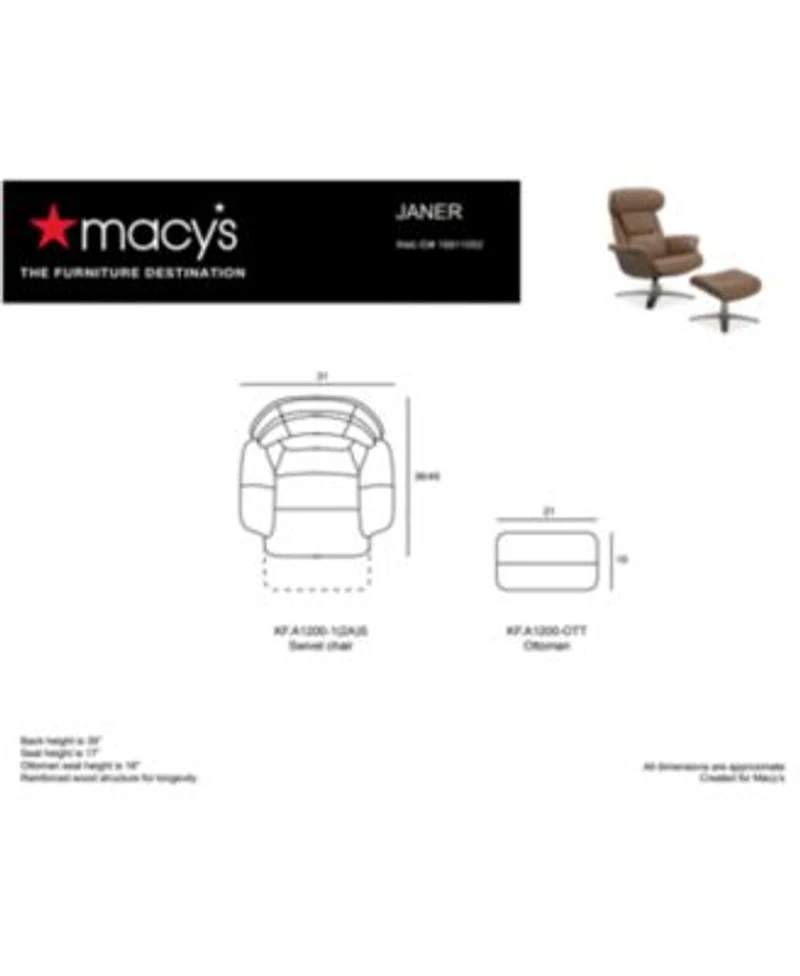 Janer Leather Swivel Chair Collection Created For Macys