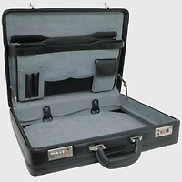 Alpine Swiss Mens Briefcase Expandable Genuine Leather Attache Briefcase For Men Dual Combination Lock Business Case