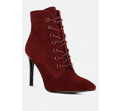 Sulfur Womens Suede Leather Stiletto Ankle Boot