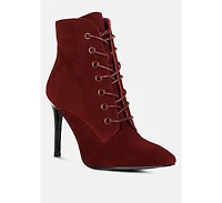 Sulfur Womens Suede Leather Stiletto Ankle Boot
