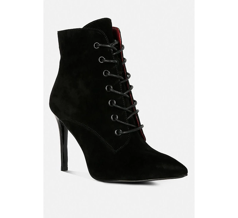 Sulfur Womens Suede Leather Stiletto Ankle Boot