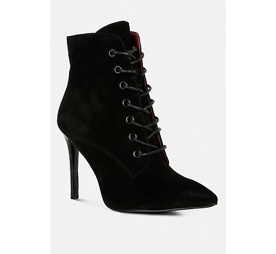Sulfur Womens Suede Leather Stiletto Ankle Boot