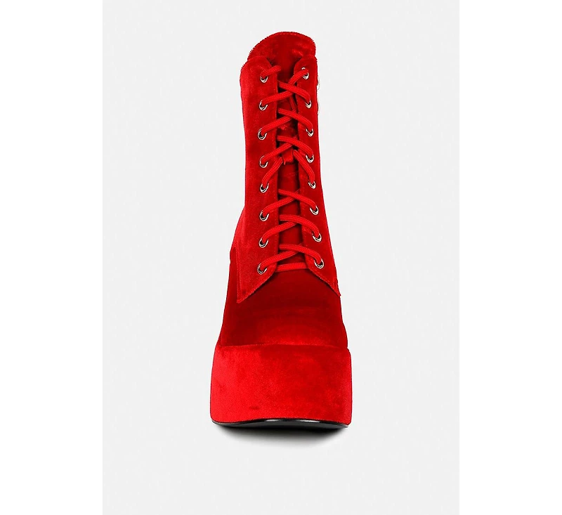 Ashcan Womens High Platform Velvet Ankle Boots