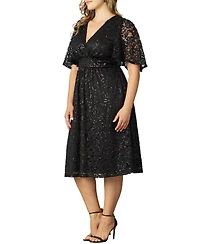Kiyonna Plus Starry Sequin Lace Cocktail Dress