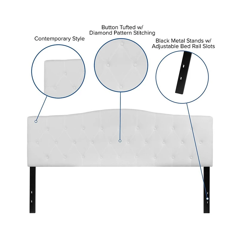 Arched King Button Tufted Upholstered Headboard