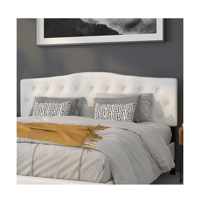 Arched King Button Tufted Upholstered Headboard