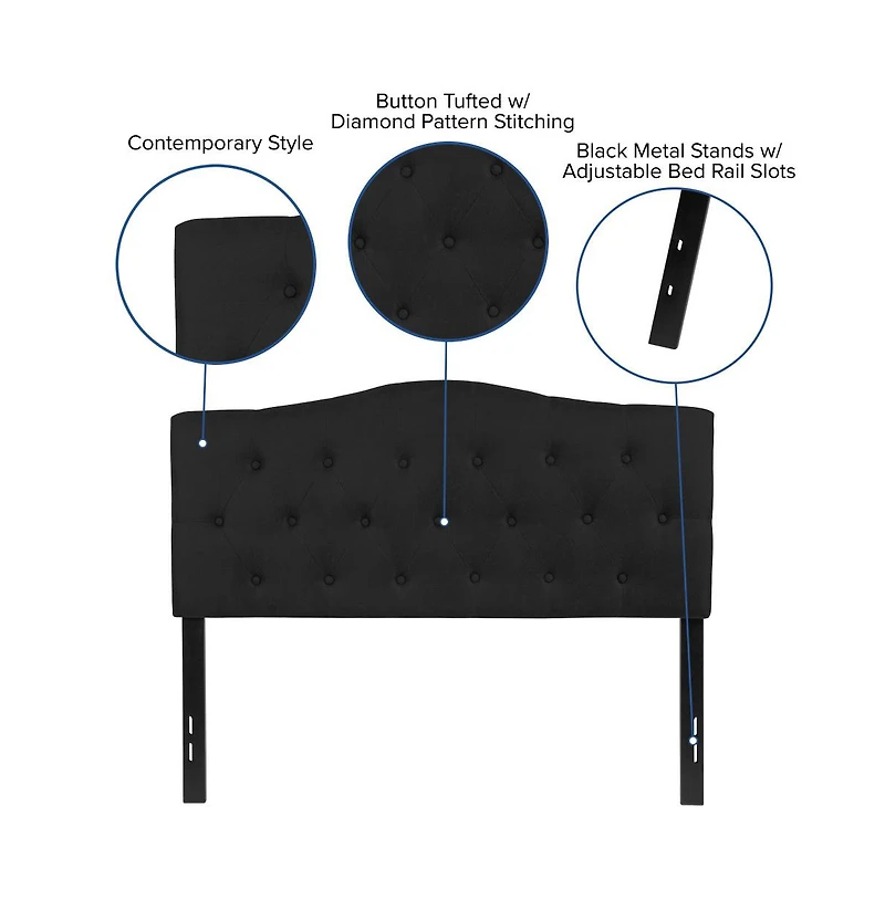 Arched Full Button Tufted Upholstered Headboard