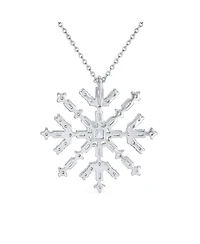 Bling Jewelry Holiday Party Cubic Zirconia Branch Solitaire Cz Accent Christmas Frozen Winter Large Sparkling Snowflake Necklace Pendant Sterling Silv