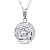 Bling Jewelry Religious Round Disc Medal Guardian Sistine Angel Cherub Pendant Necklace Sterling Silver