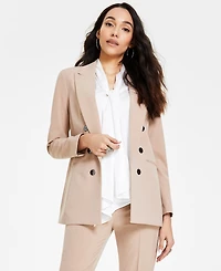 Bar Iii Women's Bi-Stretch Faux Double-Breasted Boyfriend Jacket, Created for Macy's