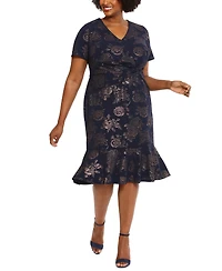 London Times Plus Size Side-Twist Flounce-Hem Sheath Dress