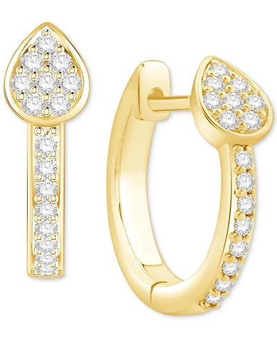 Diamond Teardrop Cluster Small Hoop Earrings (1/5 ct. t.w.) in 10k Gold