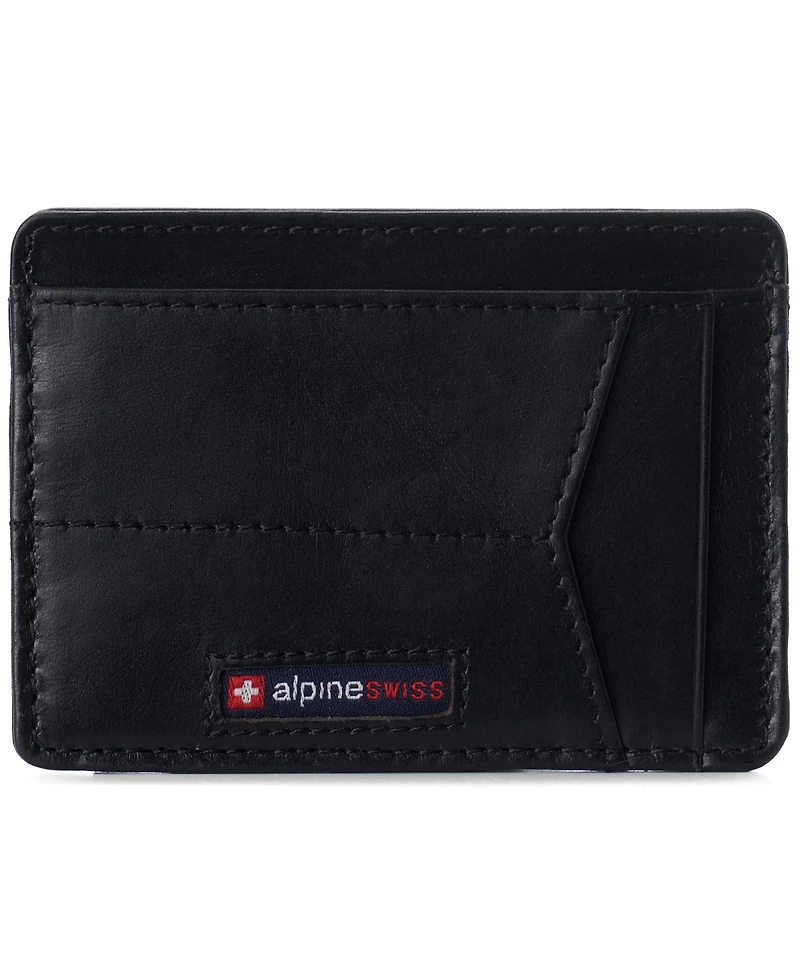 Alpine Swiss Men's Men Rfid Safe Minimalist Front Pocket Wallet Leather Thin Card Case