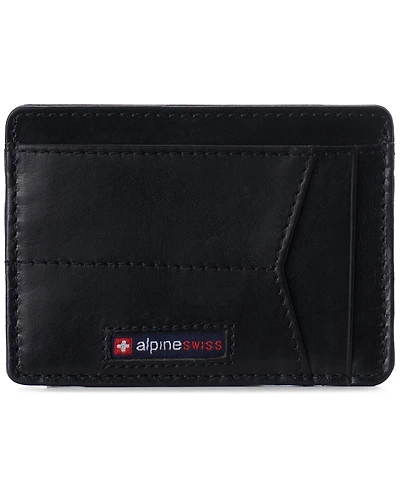 Alpine Swiss Men's Men Rfid Safe Minimalist Front Pocket Wallet Leather Thin Card Case