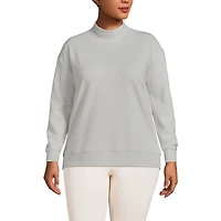 Lands' End Women's Plus Long Sleeve Ottoman Mock Pullover Tee