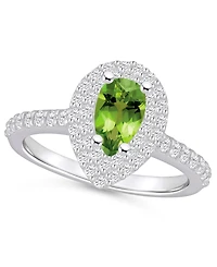 Macy's Peridot and Diamond Accent Halo Ring 14K White Gold