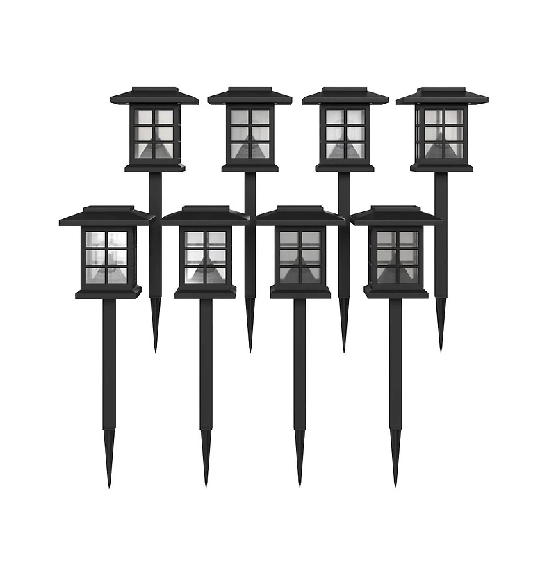 Lantern Style All-Weather Outdoor Led Solar Lights, Powered Lights For Pathway, Garden, & Yard - Set Of 8