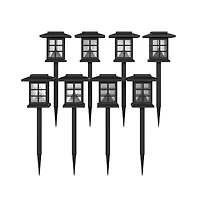 Lantern Style All-Weather Outdoor Led Solar Lights, Powered Lights For Pathway, Garden, & Yard - Set Of 8