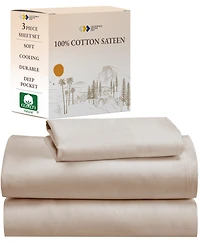 Soft 100% Cotton Sheets Set - Cooling Durable Sateen