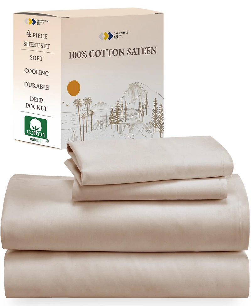 Soft 100% Cotton Sheets Set - Cooling Durable Sateen