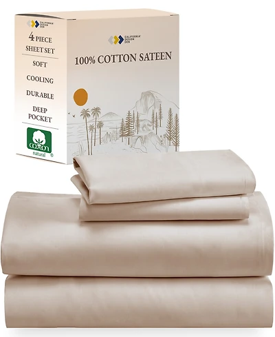 Soft 100% Cotton Sheets Set - Cooling Durable Sateen