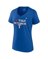 Women's Fanatics Royal Texas Rangers 2023 Postseason Locker Room V-Neck T-shirt