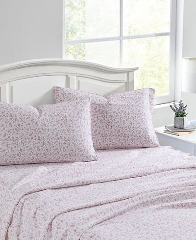 Laura Ashley Paisley Prance Cotton Flannel 4-Pc. Sheet Set