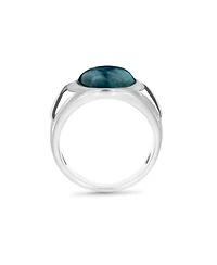 LuvMyJewelry Dark Blue Apatite Gemstone Sterling SIlver Men Signet Ring