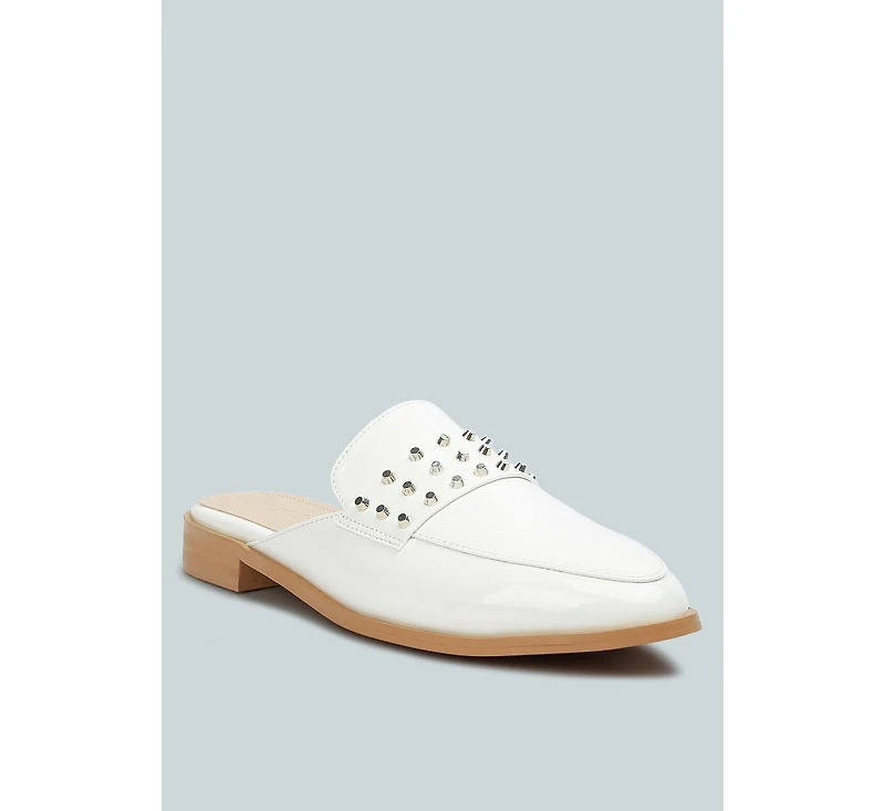 Rag & Co Yashta Womens Patent Studded Flat Mules