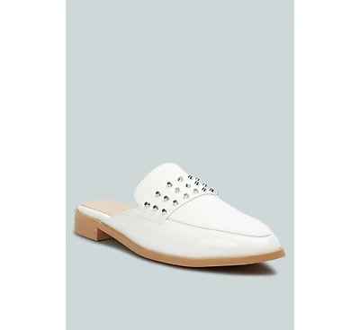 Rag & Co Yashta Womens Patent Studded Flat Mules