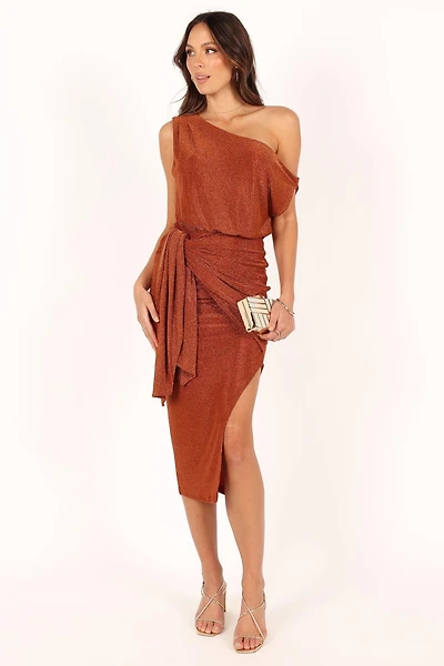 Petal and Pup Womens Santiago Off Shoulder Midi Dress
