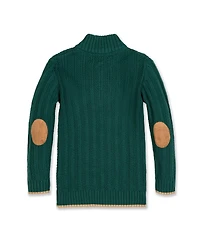 Hope & Henry Boys Organic Long Sleeve Half Zip Sweater with Suede Trim, Kids