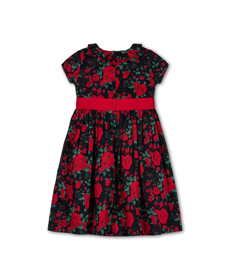 Hope & Henry Big Girls Short Sleeve Ruffle Collar Party Dress with Bow