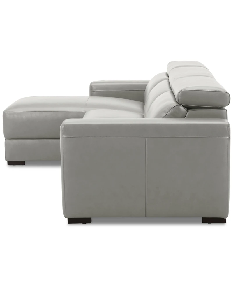 Nevio 115" 3-Pc. Leather Sectional with 2 Power Recliners, Headrests and Chaise, Created For Macy's