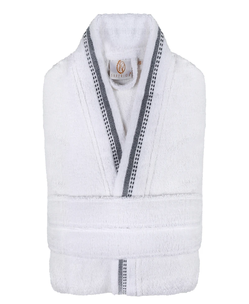 Superior Unisex Tinsel Lounge Cotton Terry Bathrobe with Embroidery