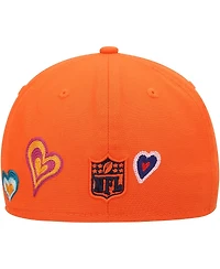 Men's New Era Orange Denver Broncos Chain Stitch Heart 59FIFTY Fitted Hat