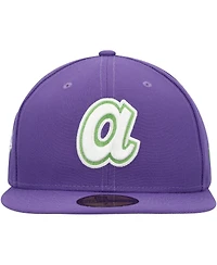 Men's New Era Purple Atlanta Braves Lime Side Patch 59FIFTY Fitted Hat