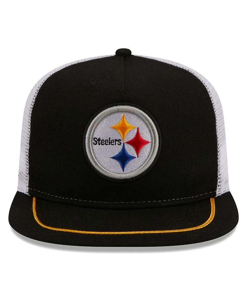 Men's New Era Black, White Pittsburgh Steelers Original Classic Golfer Snapback Hat