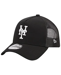 Men's New Era Black New York Mets A-Frame 9FORTY Trucker Adjustable Hat