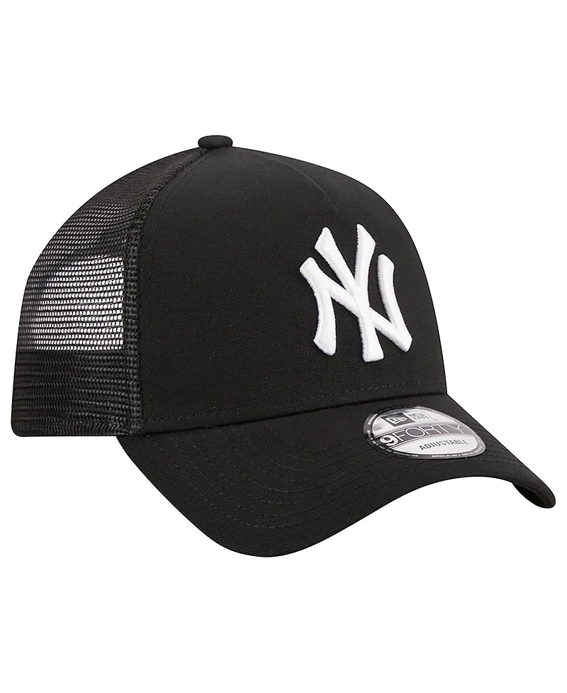 Men's New Era Black New York Yankees A-Frame 9FORTY Trucker Adjustable Hat