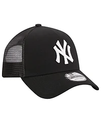 Men's New Era Black New York Yankees A-Frame 9FORTY Trucker Adjustable Hat