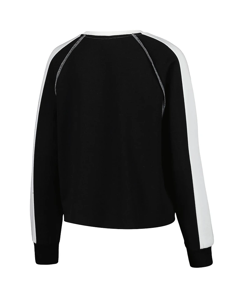 Women's Gameday Couture Black Florida State Seminoles Blindside Raglan Cropped Pullover Sweatshirt