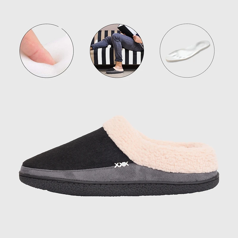 Alpine Swiss Mens Memory Foam Clog Slippers Fleece Fuzzy Slip On House Shoes