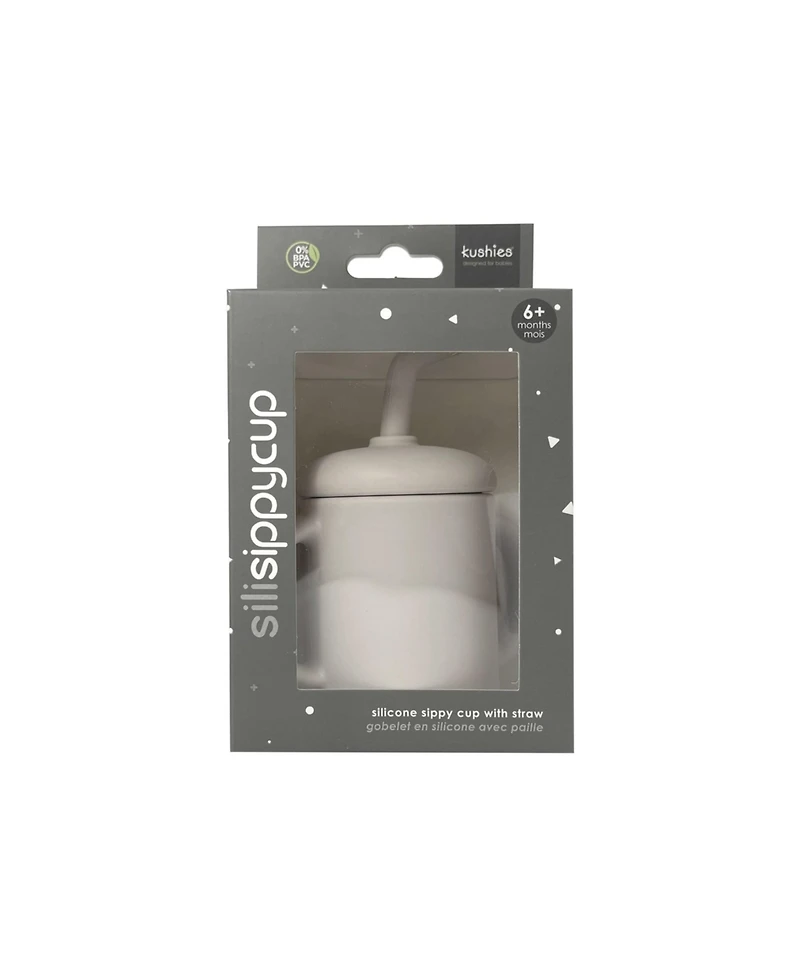 Kushies Toddler SiliSippy Baby Silicone Sippy Cup with Handles & Straw, Microwave safe