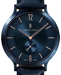 Lilienthal Berlin Men's The Classic Blue Rose Gold Navy Blue Leather Watch 42mm