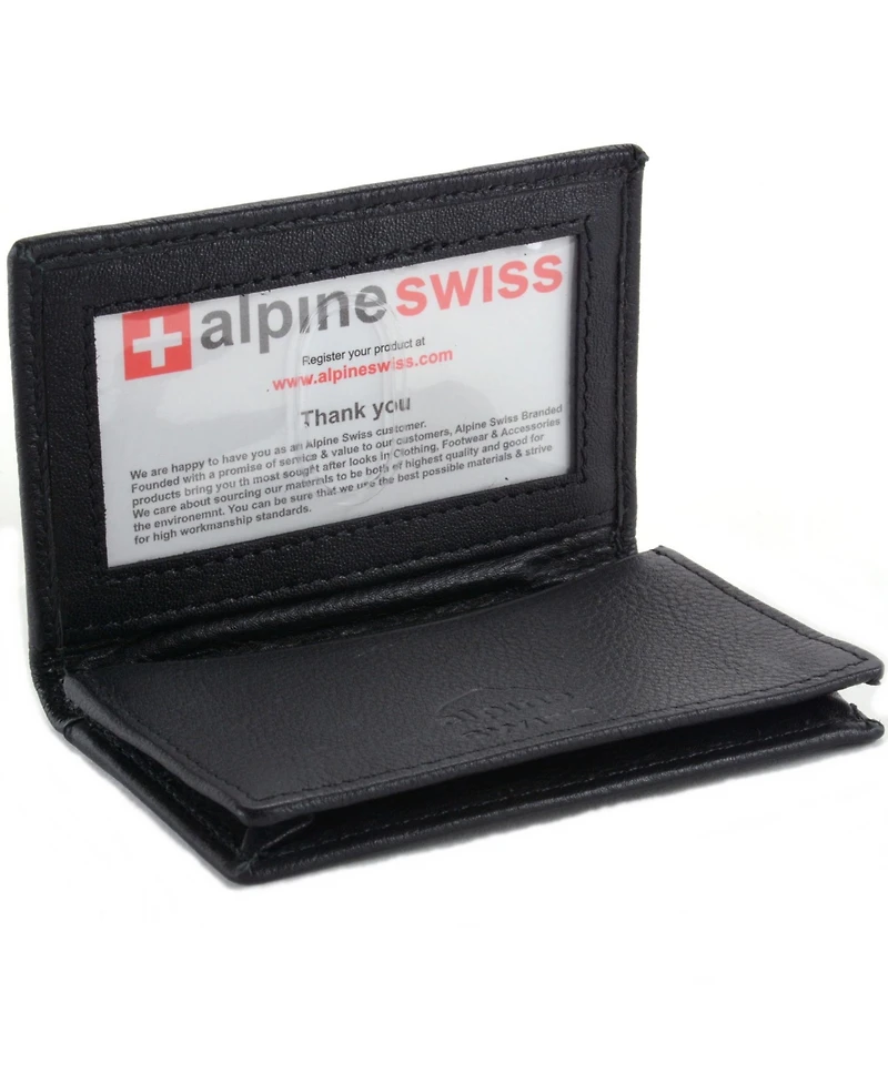 Alpine Swiss Expandable Business Card Case Genuine Leather Front Pocket Wallet