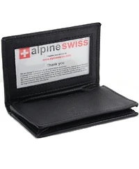 Alpine Swiss Expandable Business Card Case Genuine Leather Front Pocket Wallet