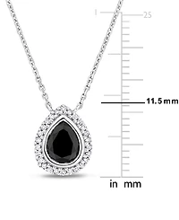 Black & White Diamond Halo Pear-Shaped 17" Pendant Necklace (1-1/10 ct. t.w.) in 14k White Gold